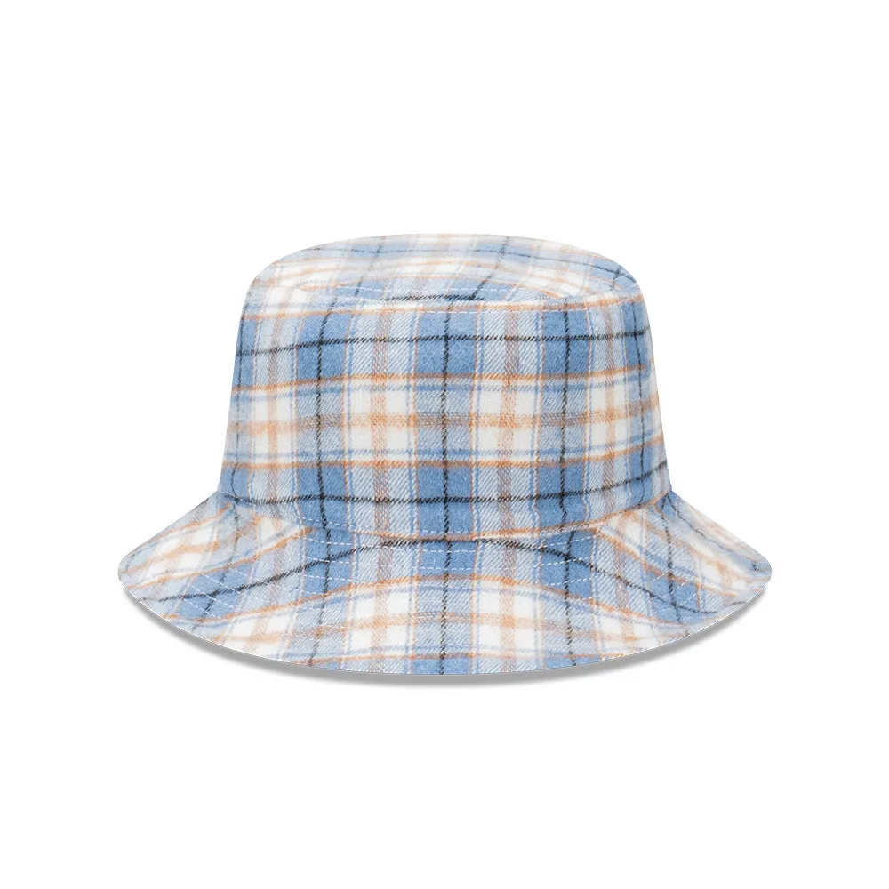 New Era Bucket Reversible Plaid Washed Denim Sky Blue