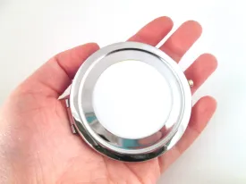 One Silver Round Blank DIY Compact Mirror 70mm