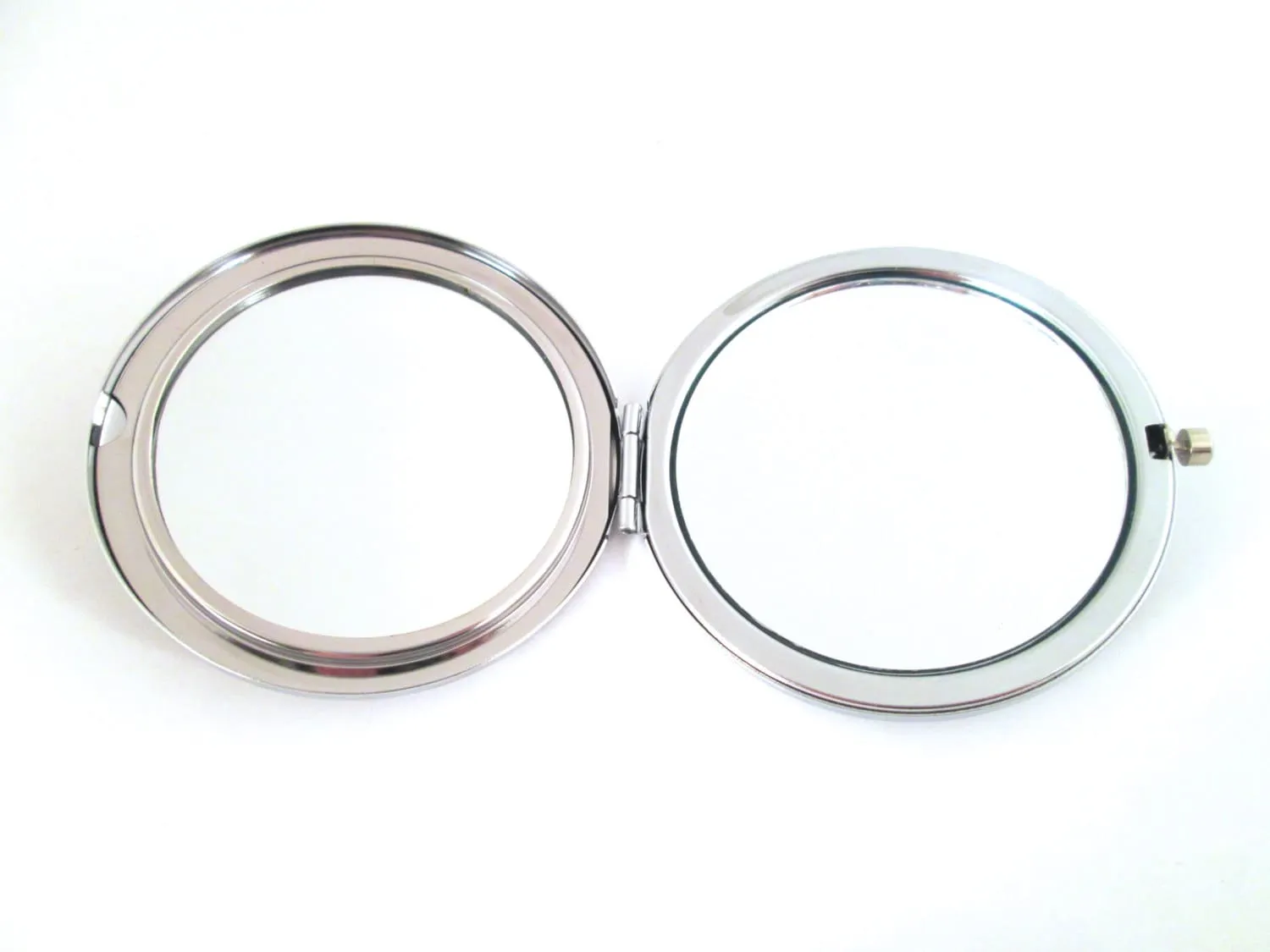 One Silver Round Blank DIY Compact Mirror 70mm