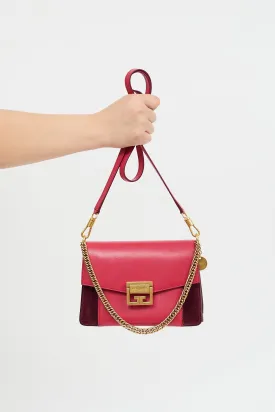 Pink Leather & Burgundy Suede Small GV3 Bag