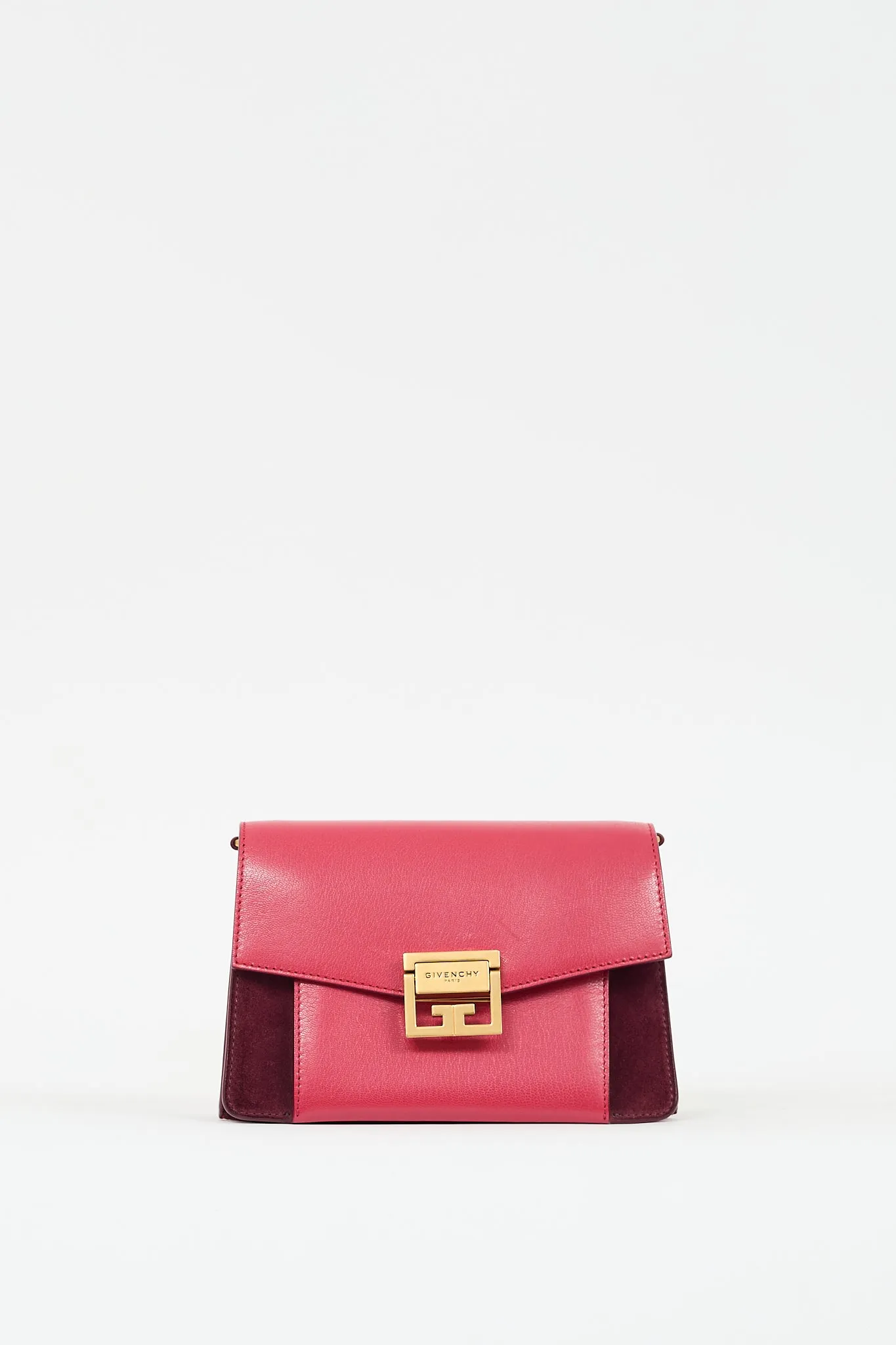 Pink Leather & Burgundy Suede Small GV3 Bag