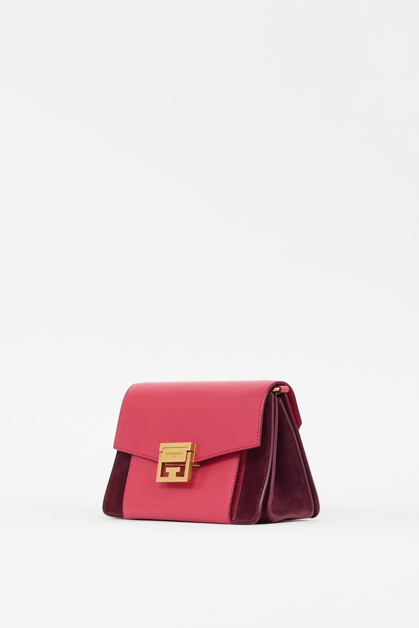 Pink Leather & Burgundy Suede Small GV3 Bag