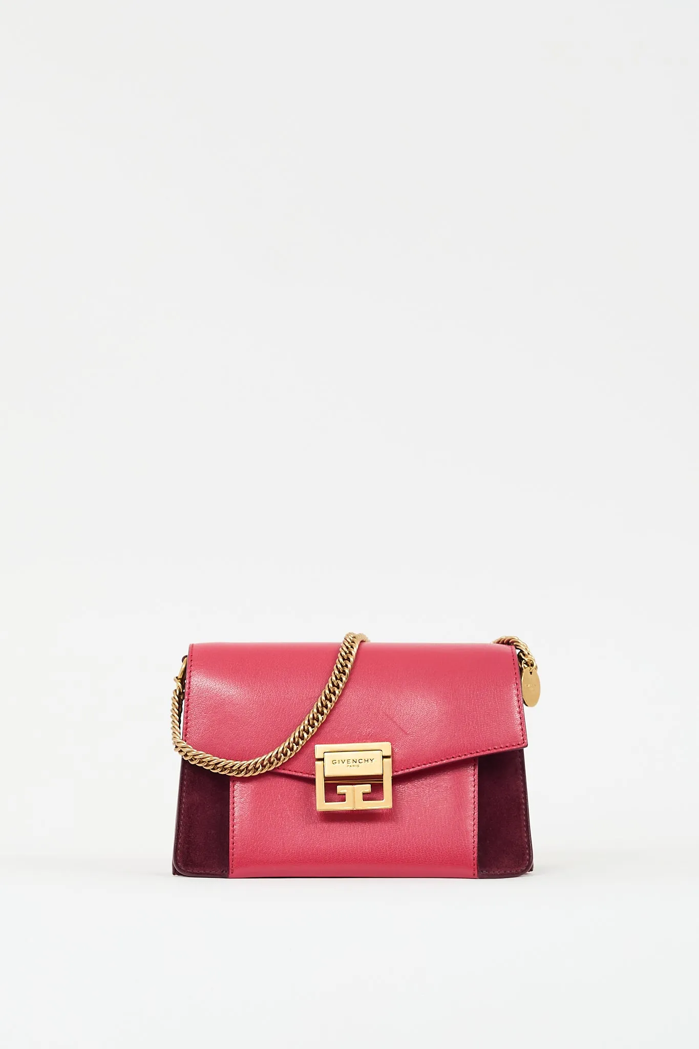 Pink Leather & Burgundy Suede Small GV3 Bag