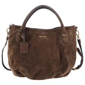 Prada Brown Suede Large Scamosciato Shoulder Tote Bag
