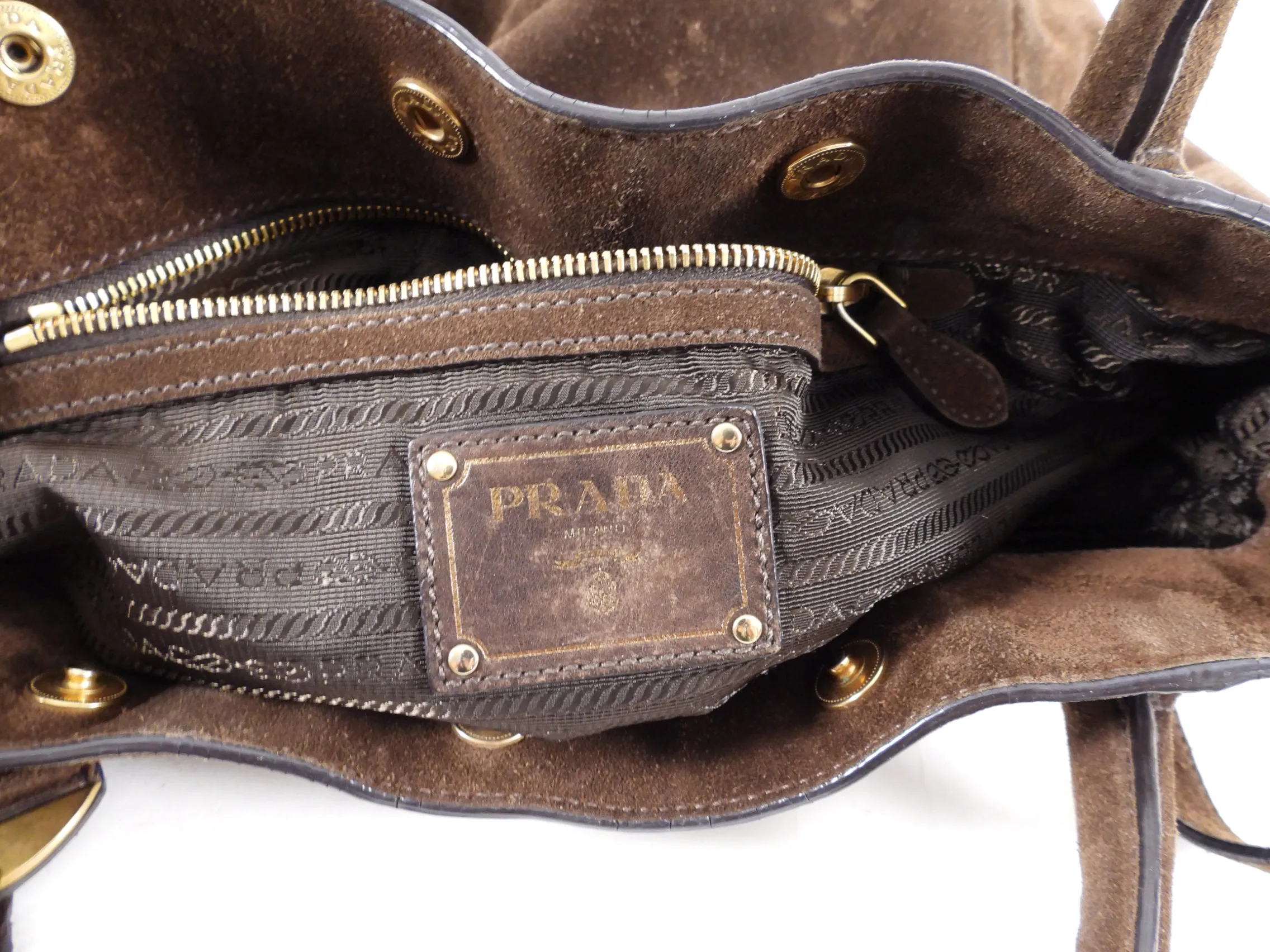 Prada Brown Suede Large Scamosciato Shoulder Tote Bag