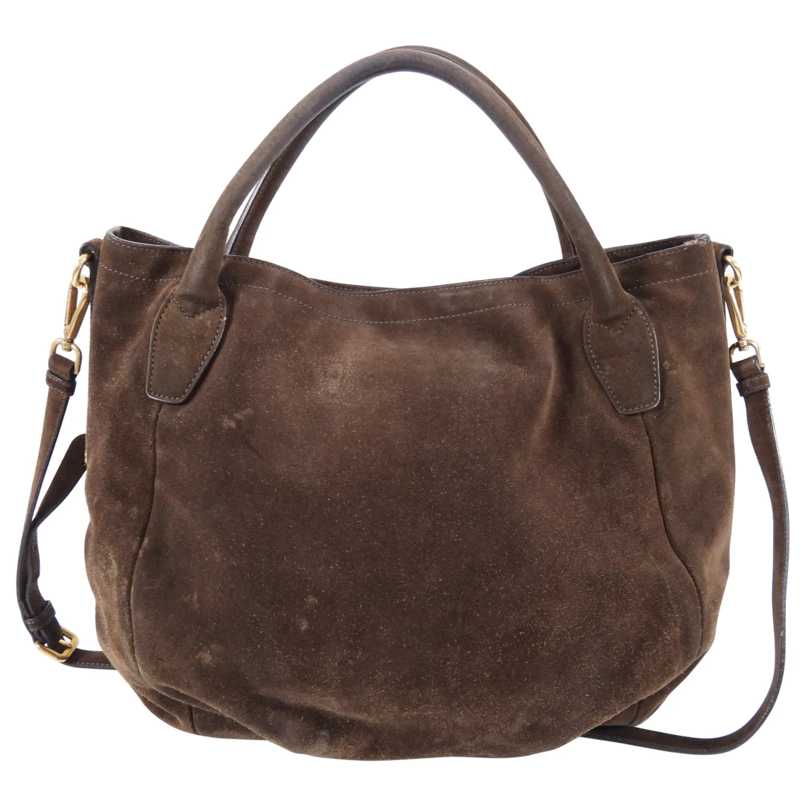 Prada Brown Suede Large Scamosciato Shoulder Tote Bag