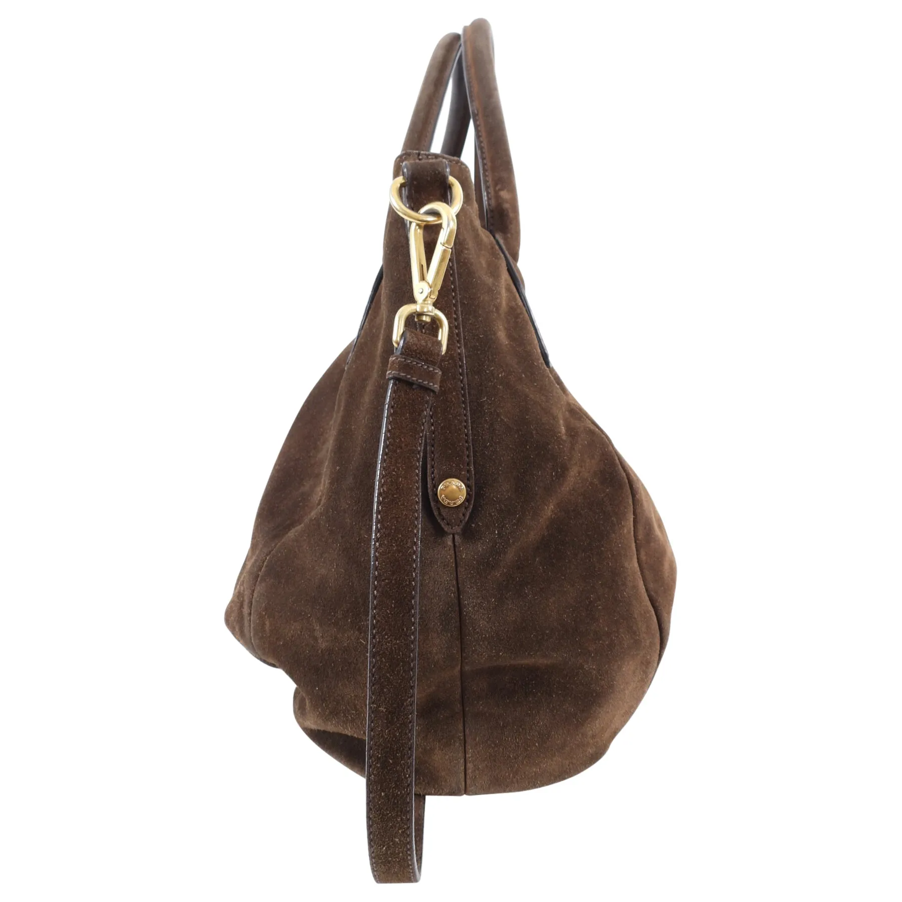 Prada Brown Suede Large Scamosciato Shoulder Tote Bag