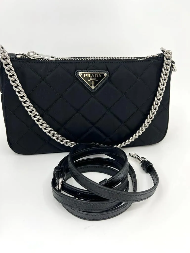 PRADA NYLON TESSUTO IMPUNTU QUILTED CROSSBODY BAG