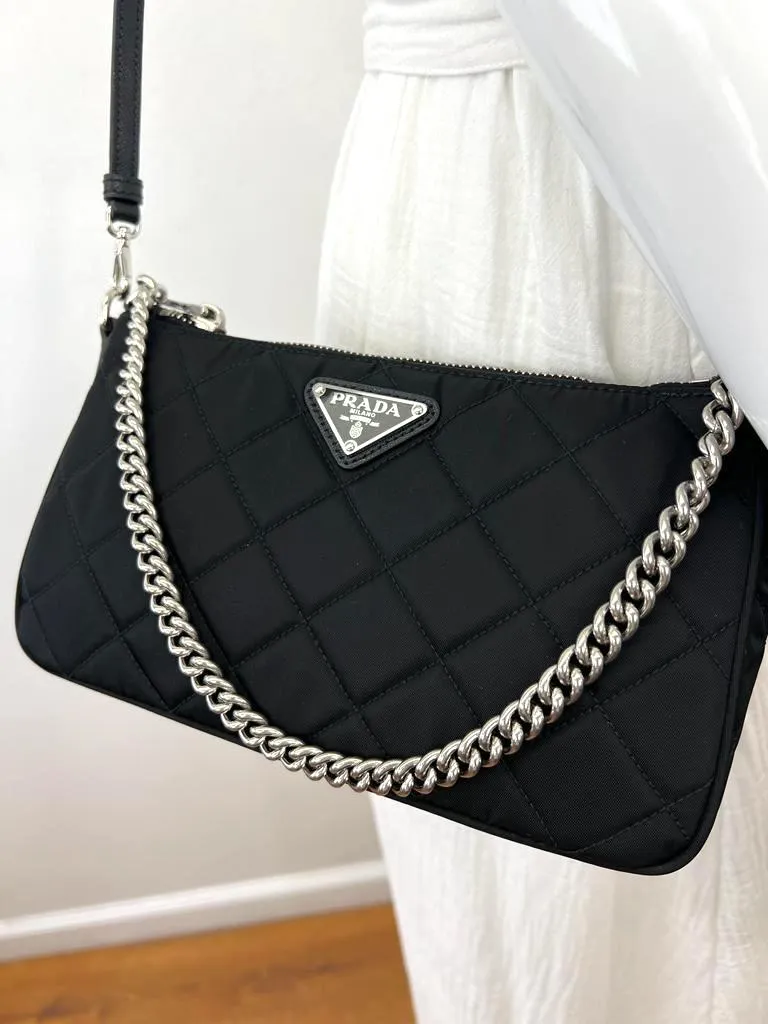 PRADA NYLON TESSUTO IMPUNTU QUILTED CROSSBODY BAG