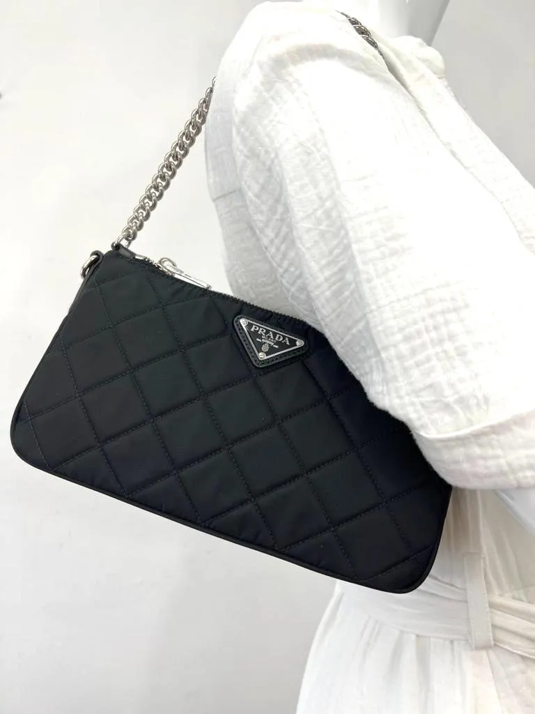 PRADA NYLON TESSUTO IMPUNTU QUILTED CROSSBODY BAG