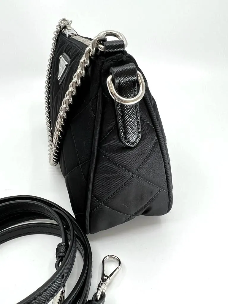 PRADA NYLON TESSUTO IMPUNTU QUILTED CROSSBODY BAG