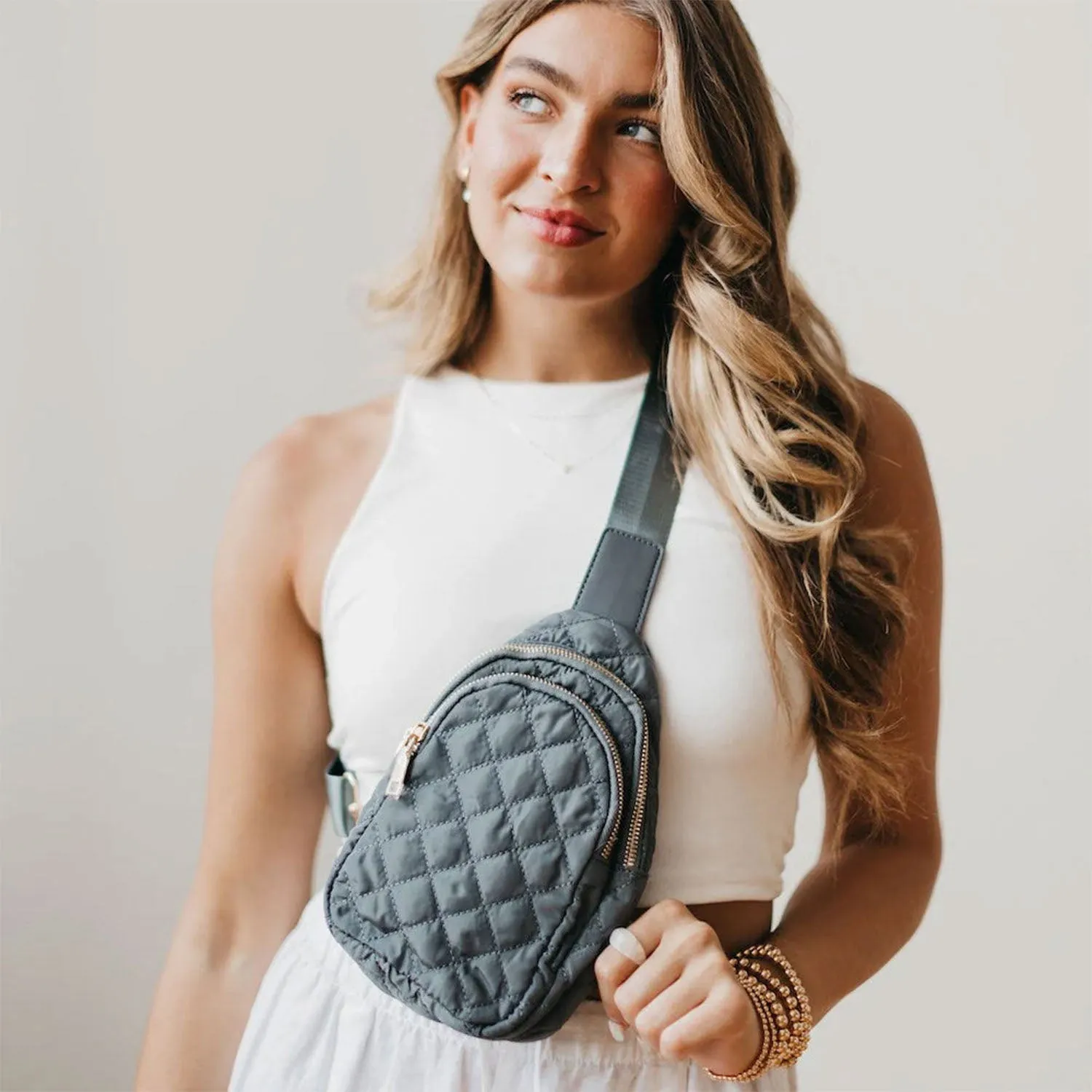 Pretty Simple Pinelope Puffer Bum Bag Gray