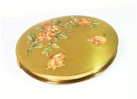 Pretty Vintage Makeup Compact For bareMinerals Original And All Loose Foundation Orange Pink Flower Design 1950s Unused