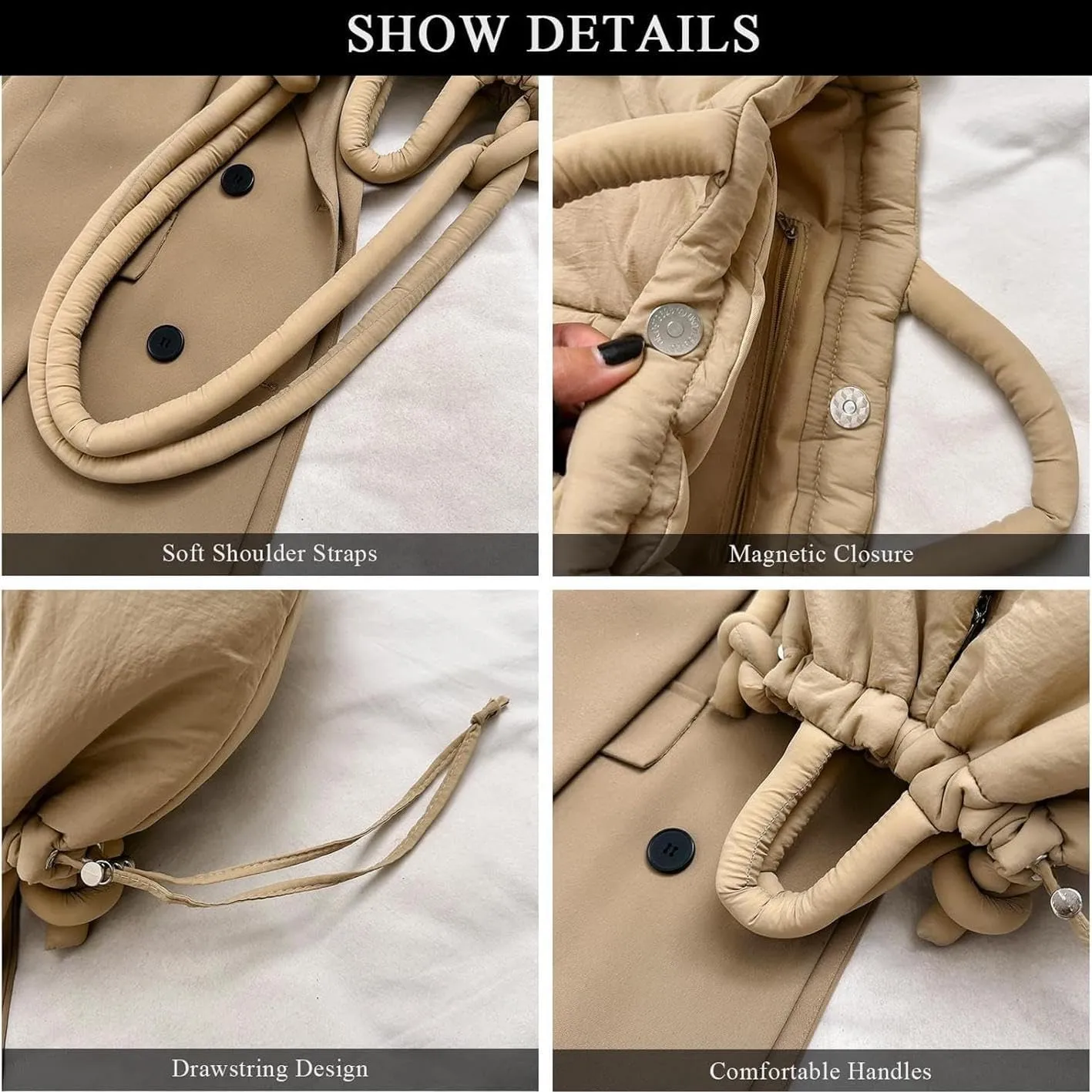 Puffer Convertible Backpack Purse for Women Fashion Crossbody Bag Multipurpose Casual Handbag