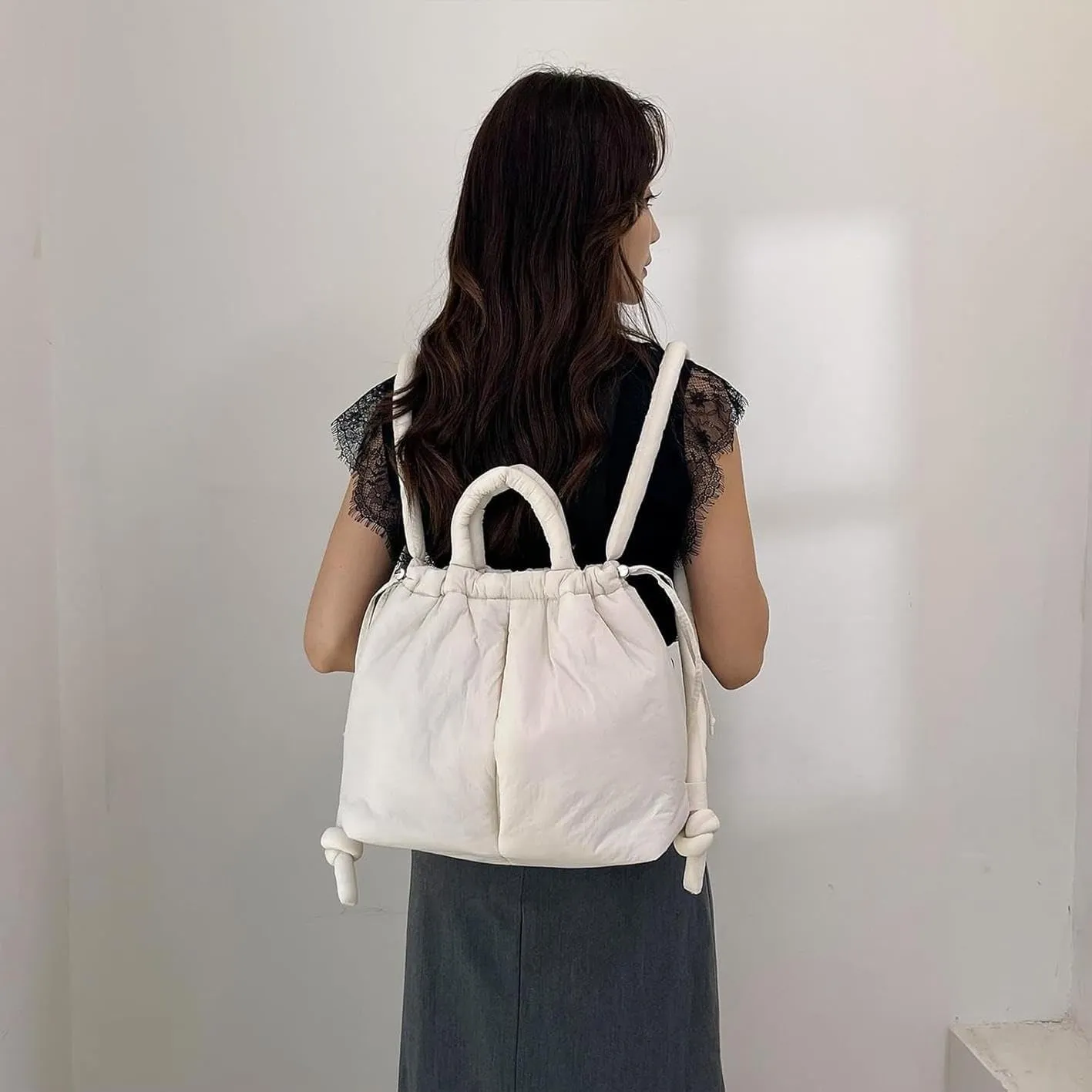Puffer Convertible Backpack Purse for Women Fashion Crossbody Bag Multipurpose Casual Handbag