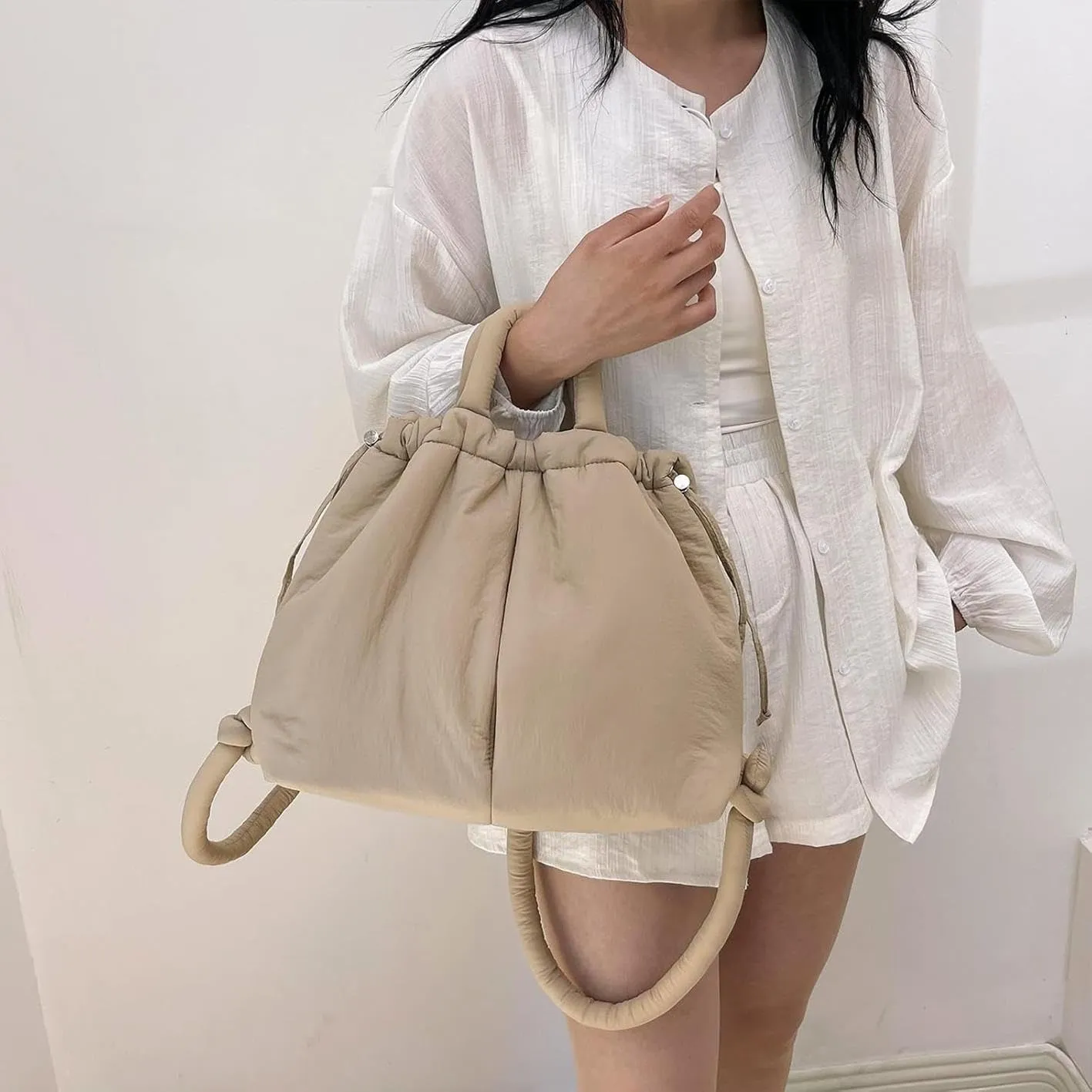 Puffer Convertible Backpack Purse for Women Fashion Crossbody Bag Multipurpose Casual Handbag