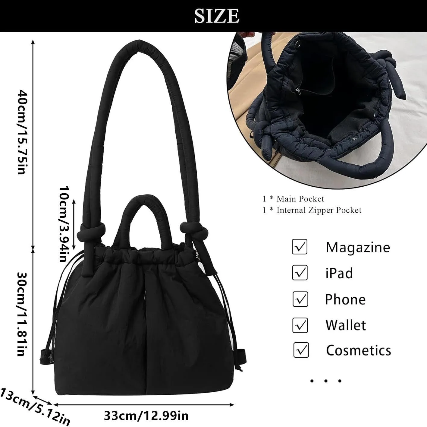 Puffer Convertible Backpack Purse for Women Fashion Crossbody Bag Multipurpose Casual Handbag