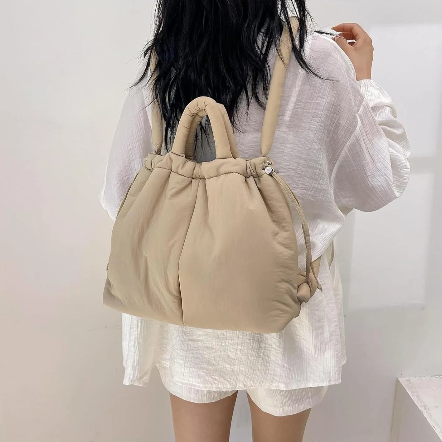 Puffer Convertible Backpack Purse for Women Fashion Crossbody Bag Multipurpose Casual Handbag