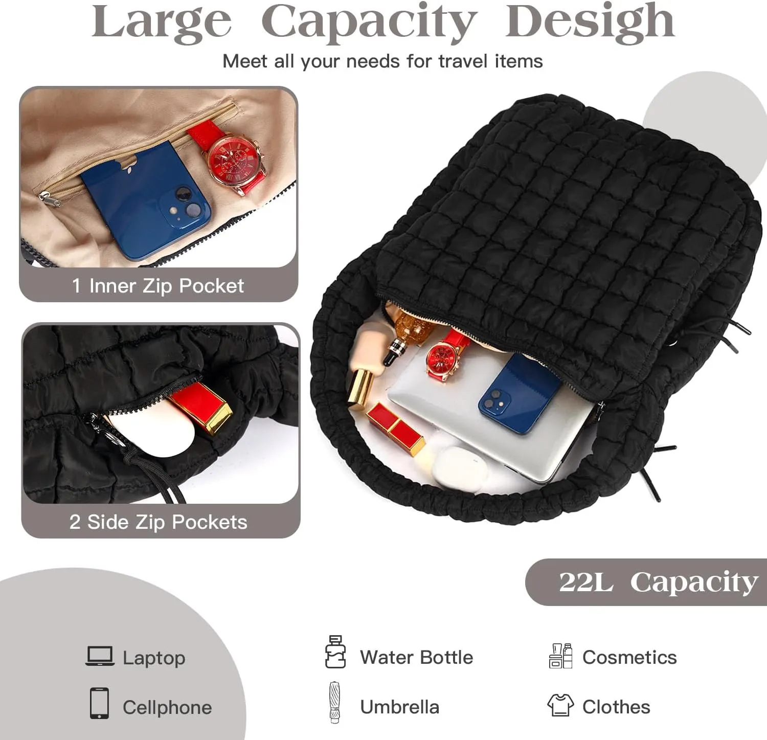 Puffer Tote Bag Large Puffy Tote Bag Quilted Tote Bag Soft Quilted Crossbody Bag Carryall Hobo Handbags for Women Girl