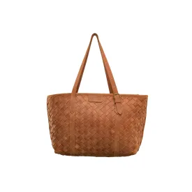 Pull-up Leather Woven Tote