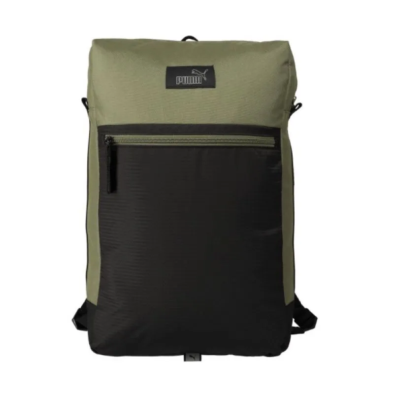 Puma EvoESS Green Versatile Backpack with Dual Zippers and Adjustable Straps