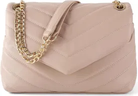 Quilted Crossbody Bag for Women, Soft Vegan Chevron Purses, Trendy Shoulder Handbags with Flap