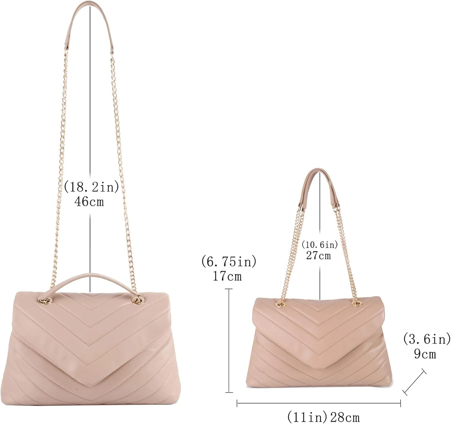 Quilted Crossbody Bag for Women, Soft Vegan Chevron Purses, Trendy Shoulder Handbags with Flap
