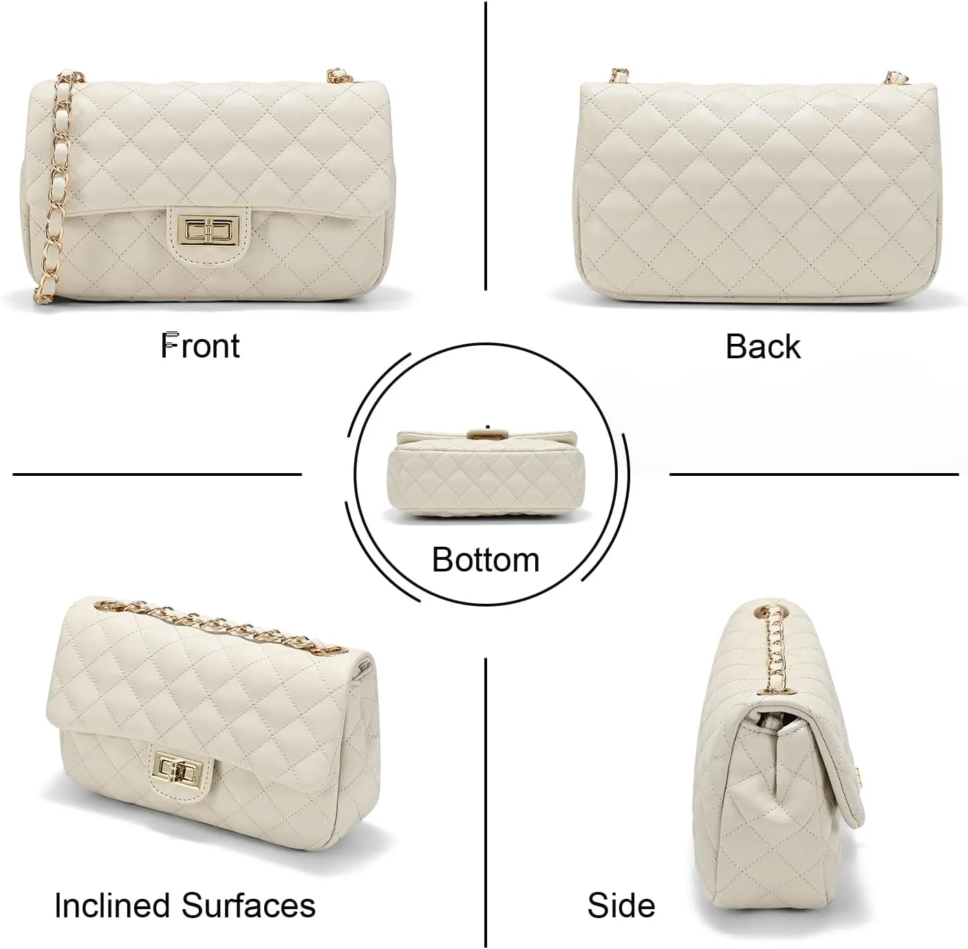Quilted Crossbody Bags for Women, Small Soft Shoulder Handbags, Ladies Mini Vegan Leather Clutch Purses