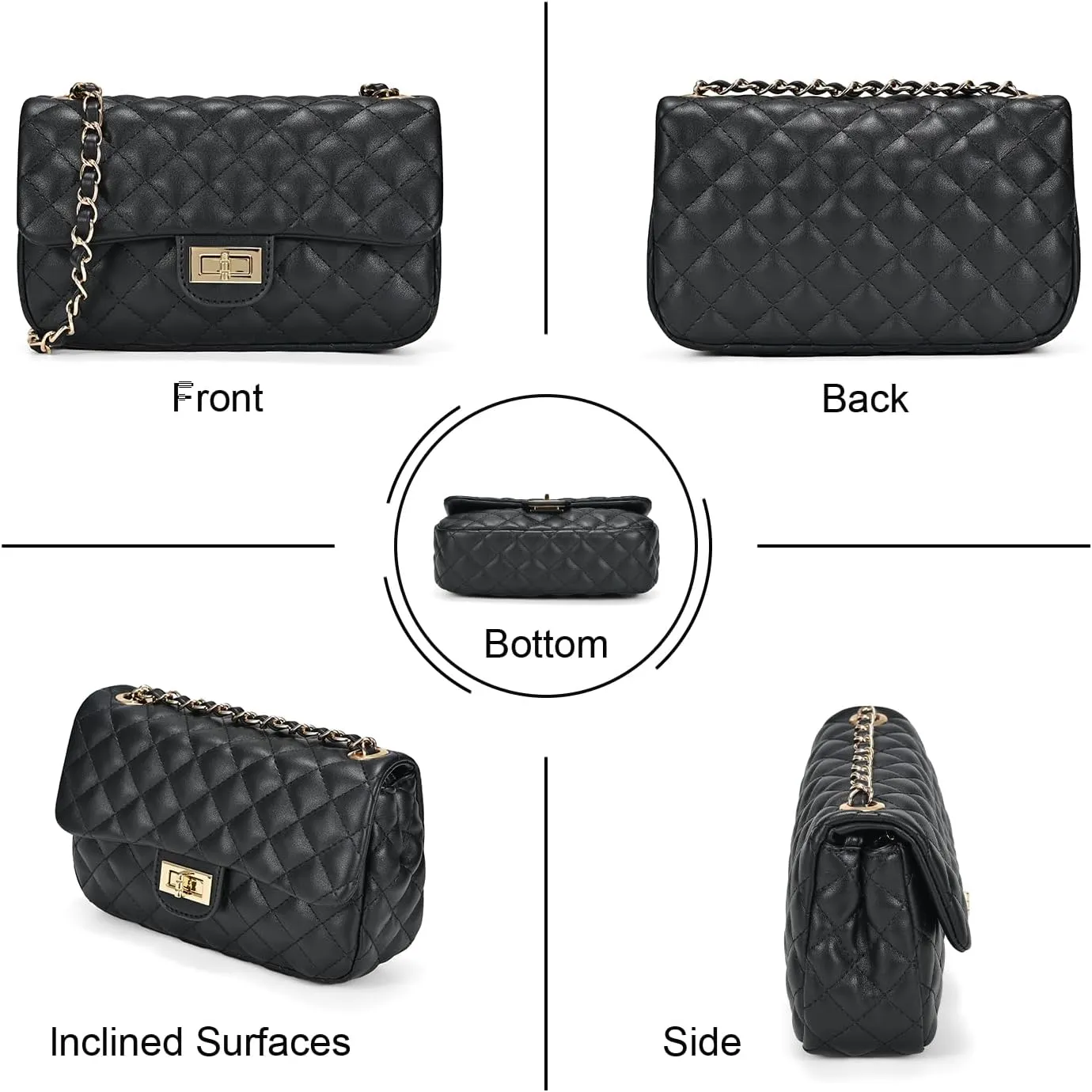 Quilted Crossbody Bags for Women, Small Soft Shoulder Handbags, Ladies Mini Vegan Leather Clutch Purses