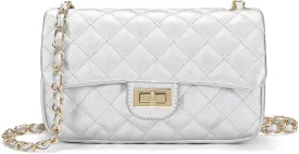 Quilted Crossbody Bags for Women, Small Soft Shoulder Handbags, Ladies Mini Vegan Leather Clutch Purses