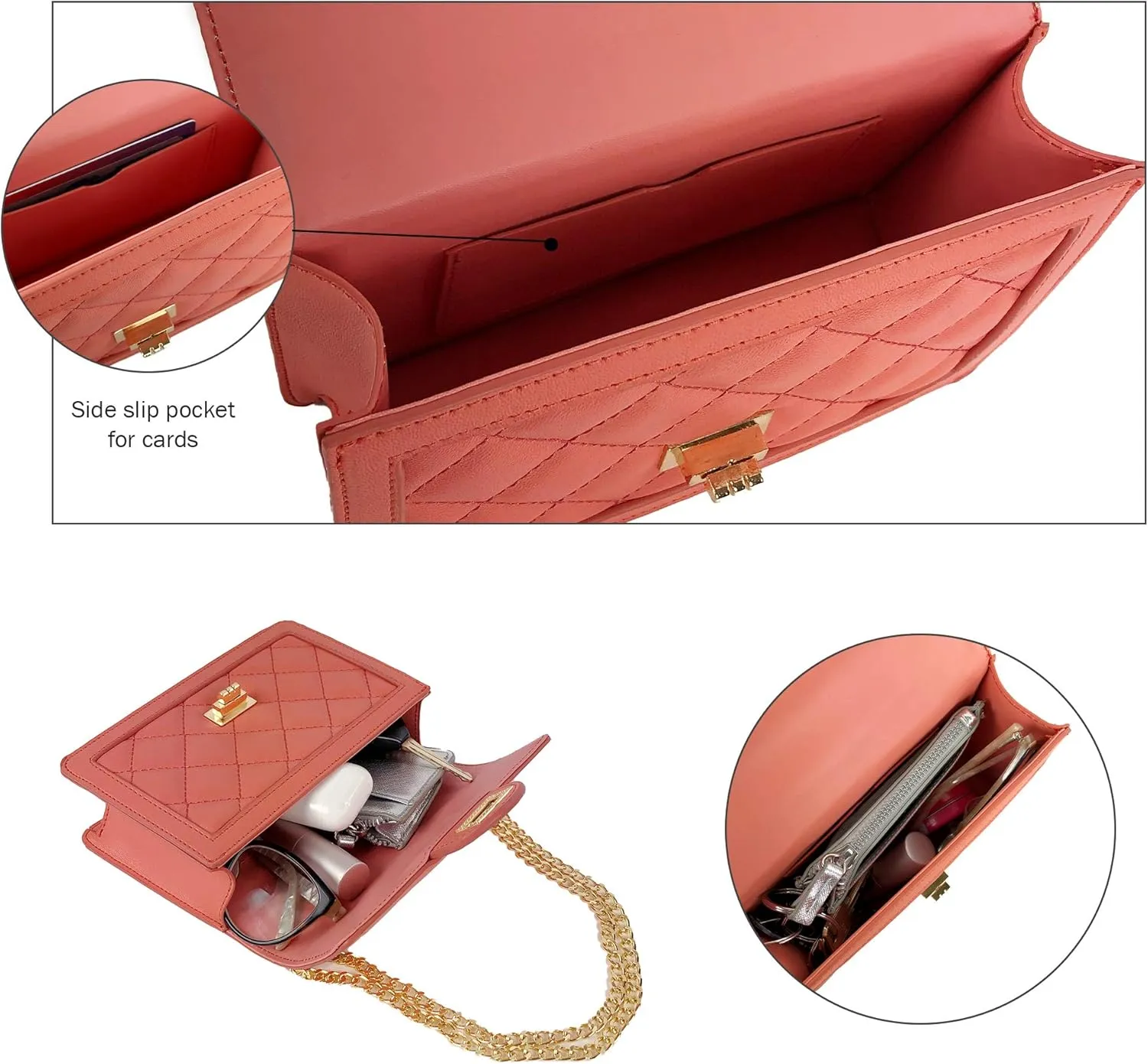 SG SUGU Small Quilted Crossbody Bag, Trendy Designer Mini Shoulder Bag, Phone Wallet Purse for Women