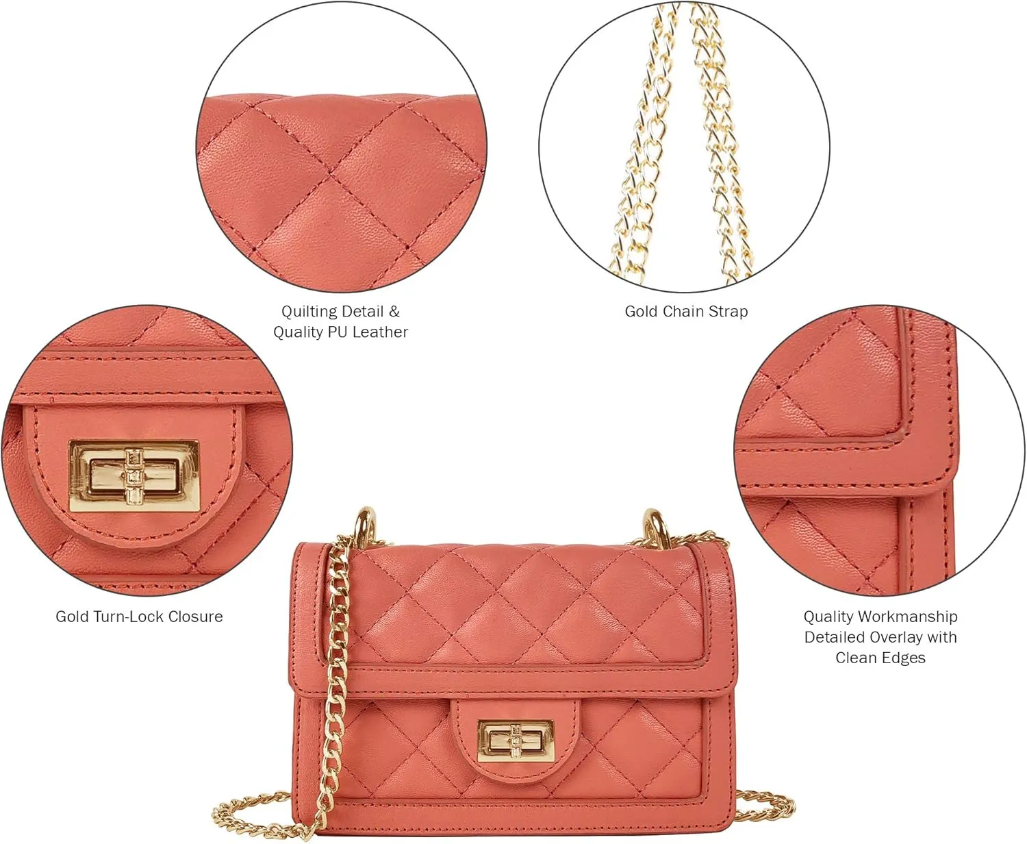 SG SUGU Small Quilted Crossbody Bag, Trendy Designer Mini Shoulder Bag, Phone Wallet Purse for Women