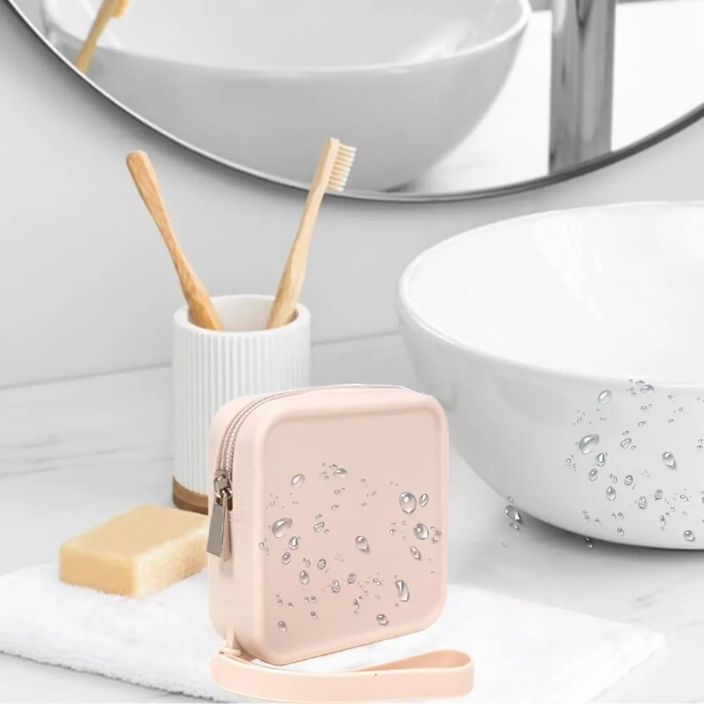 Silicone Mini Makeup Bag Pouch for Purse, Small Cosmetic Travel Bag Zipper Pouch Waterproof Cute Coin Purse Portable Makeup Storage Bag Travel Toiletry Organizers Bag for Women Girls