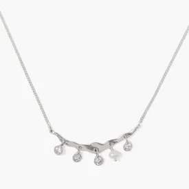 Silver Crystal Crescent Necklace