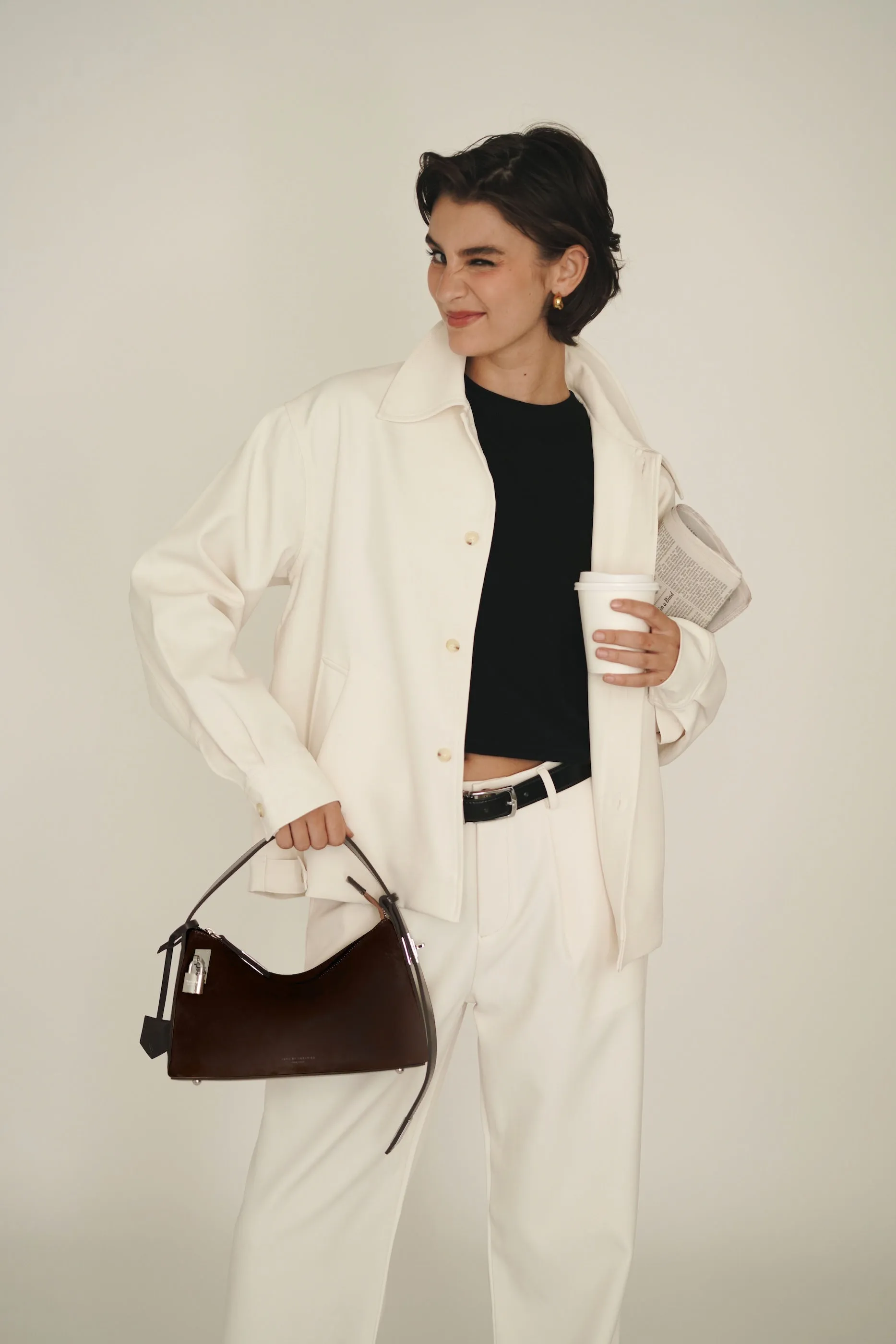 Silver Espresso Suede Hobo Bag