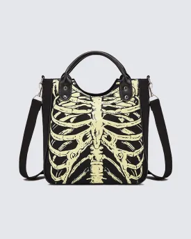 Skeletal Print Tote Bag with Adjustable Strap