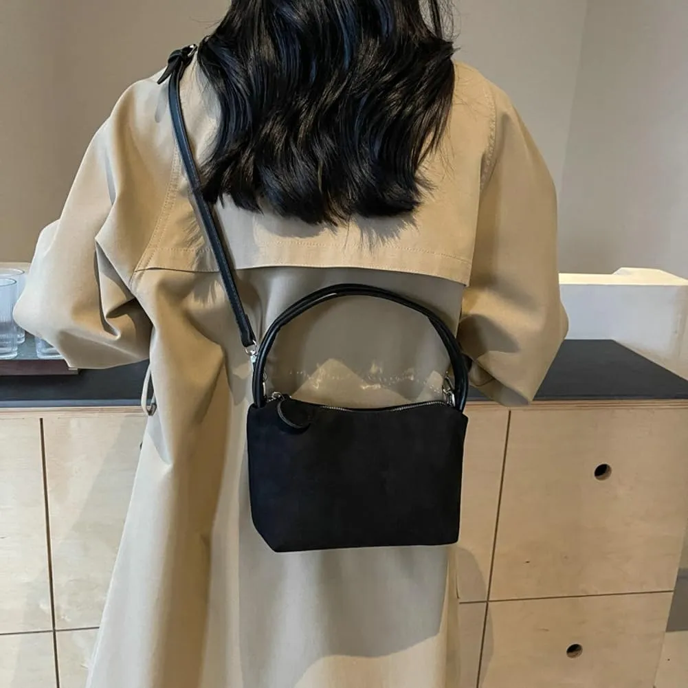 Slouchy Suede Cloud Crossbody Purse Women Crescent Satchels Shoulder Hobo Bags Trendy Travel Top-handle Mini Tote Handbag