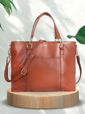 Tan Synthetic Leather Shoulder Bag for Women