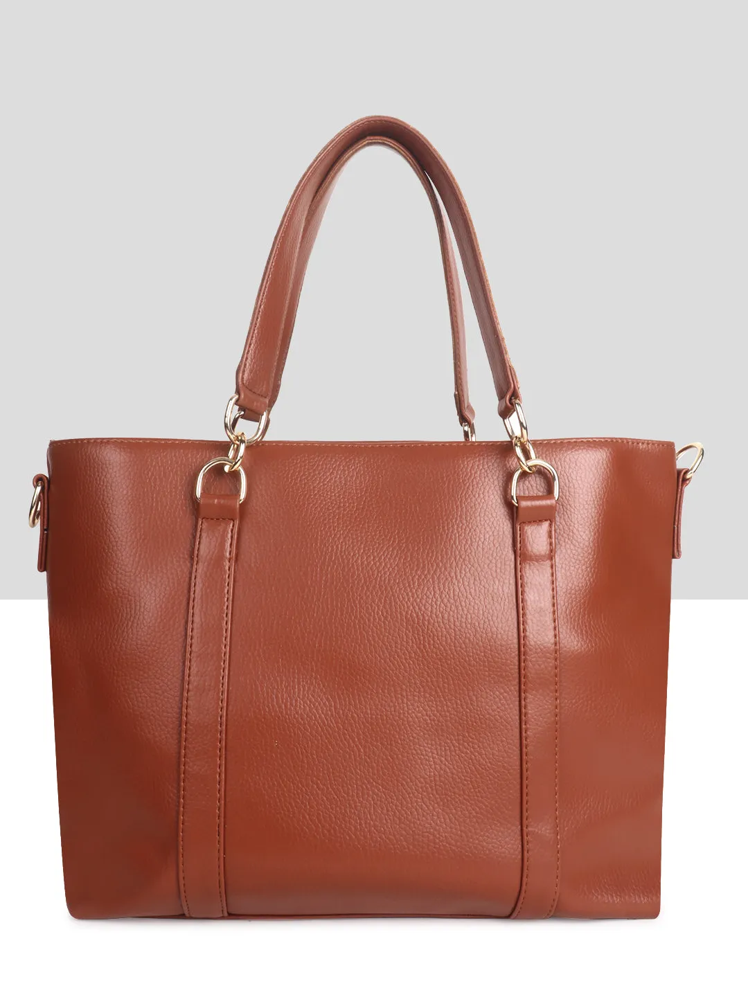 Tan Synthetic Leather Shoulder Bag for Women