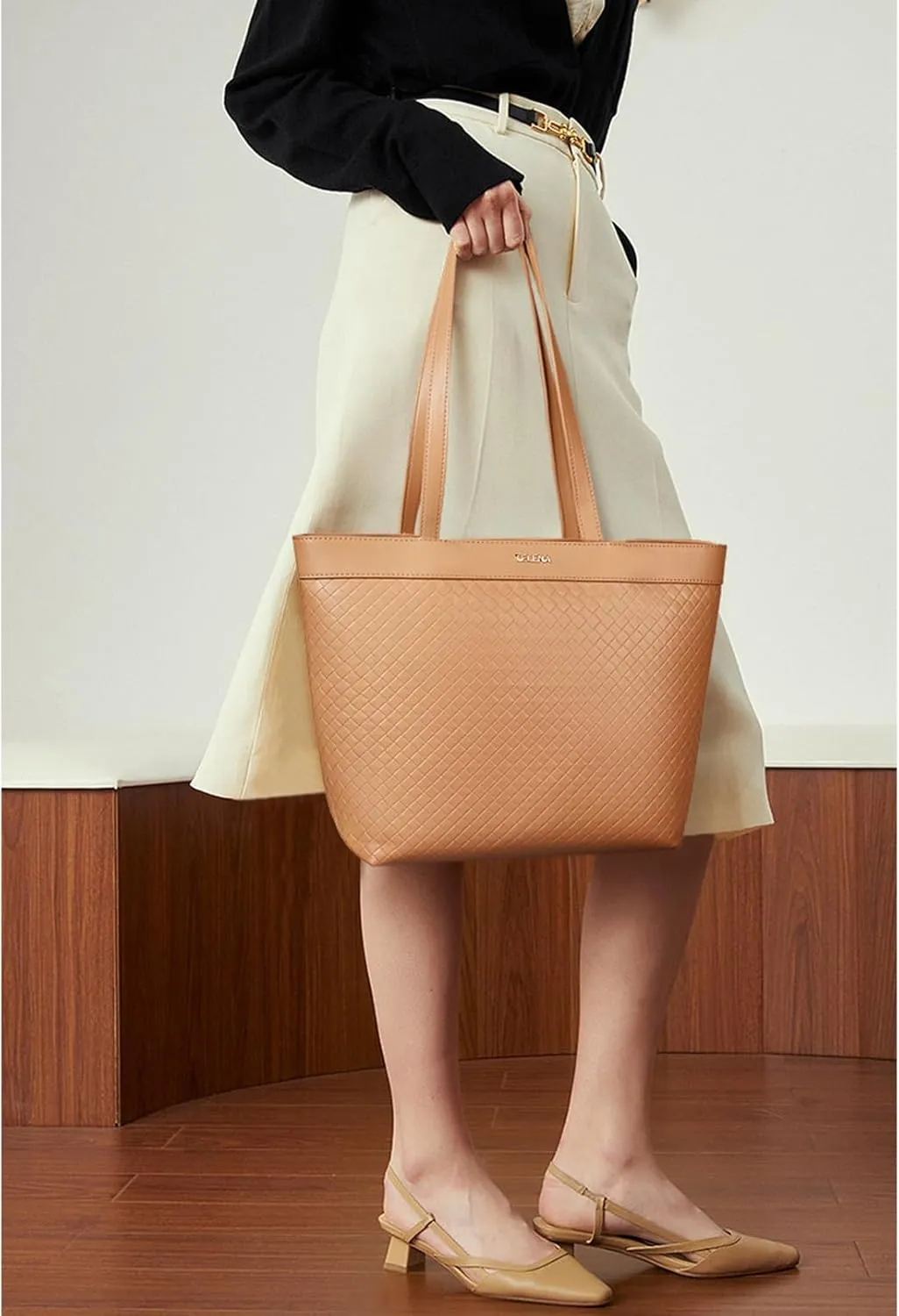 Telena Leather Tote Bag for Women Waterproof Woven Womens Tote Purse and Handbags for Work Travel Shopping