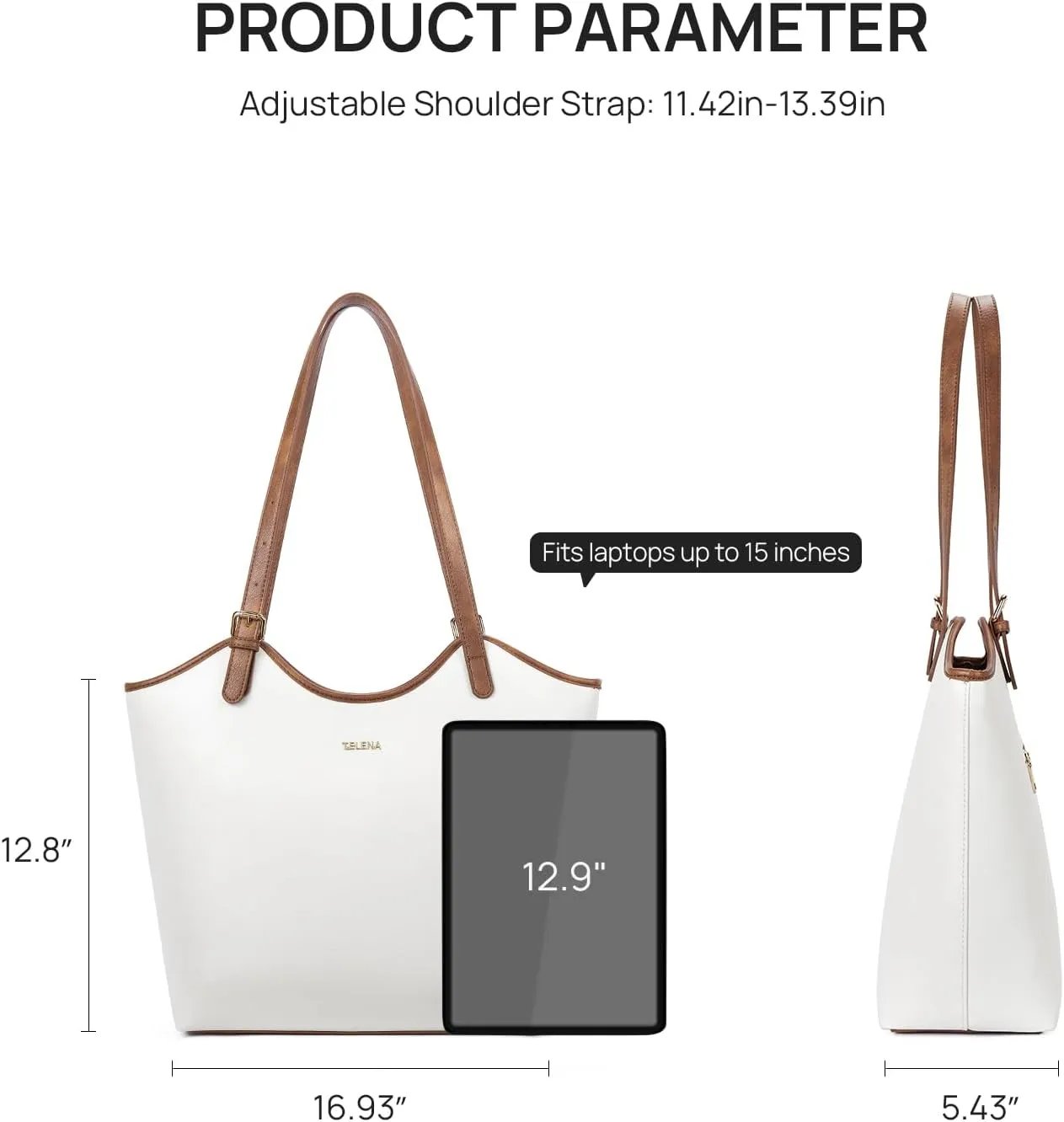 Telena Leather Tote Bag for Women Waterproof Woven Womens Tote Purse and Handbags for Work Travel Shopping