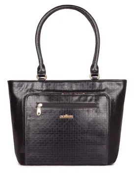 THE CLOWNFISH Felicia Series Checks Faux Leather Handbag | 2 Compartments | Jet Black
