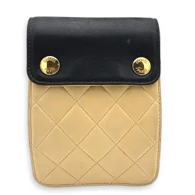 Vintage Quilted Beige Crossbody Bag in Calfskin, Gold hardware