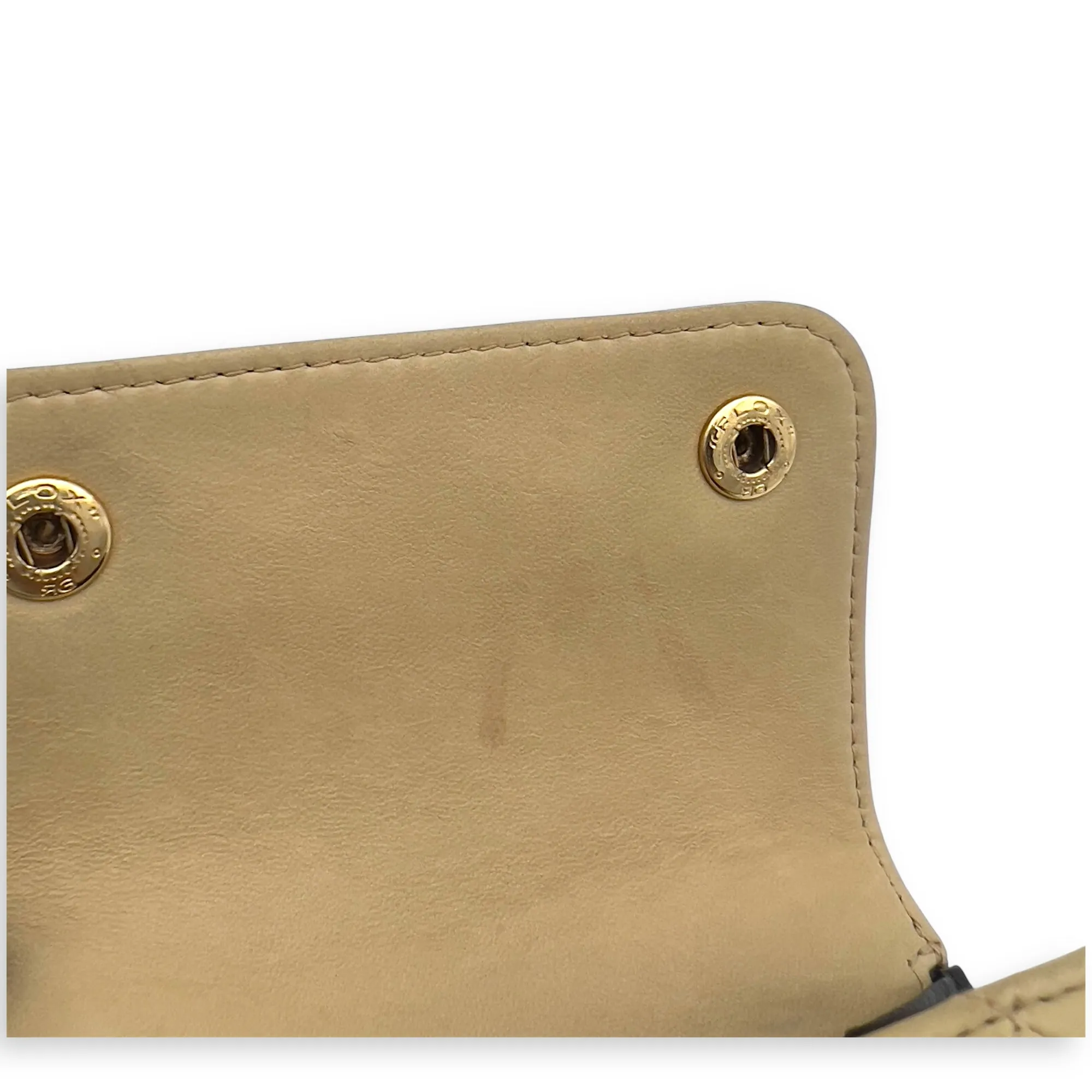 Vintage Quilted Beige Crossbody Bag in Calfskin, Gold hardware