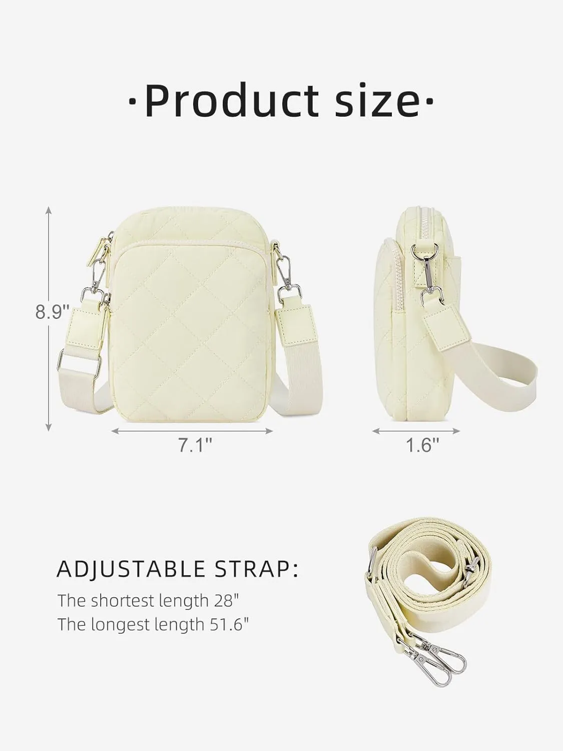 WESTBRONCO Small Quilted Crossbody Bags for Women Cell Phone Wallet Purse with Card Slots Soft and Waterproof Shoulder Purses