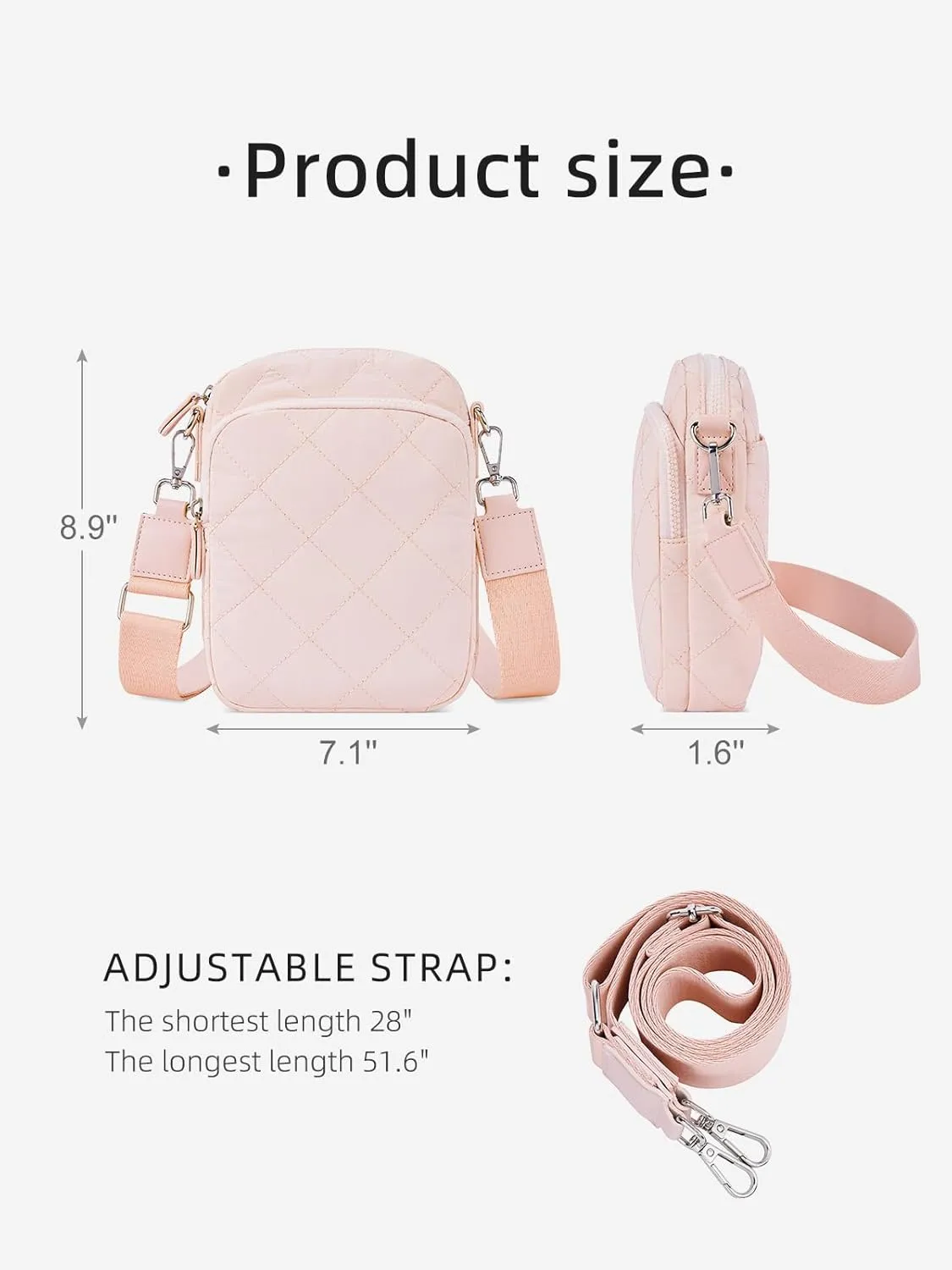 WESTBRONCO Small Quilted Crossbody Bags for Women Cell Phone Wallet Purse with Card Slots Soft and Waterproof Shoulder Purses