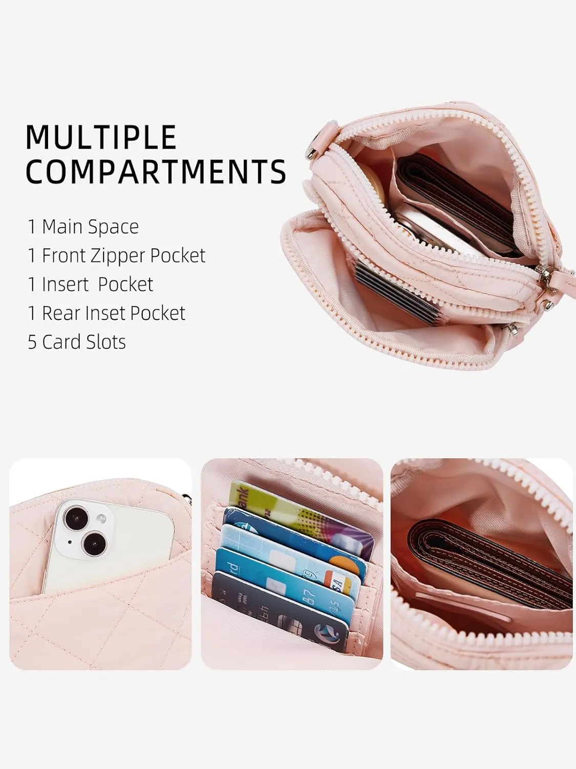WESTBRONCO Small Quilted Crossbody Bags for Women Cell Phone Wallet Purse with Card Slots Soft and Waterproof Shoulder Purses