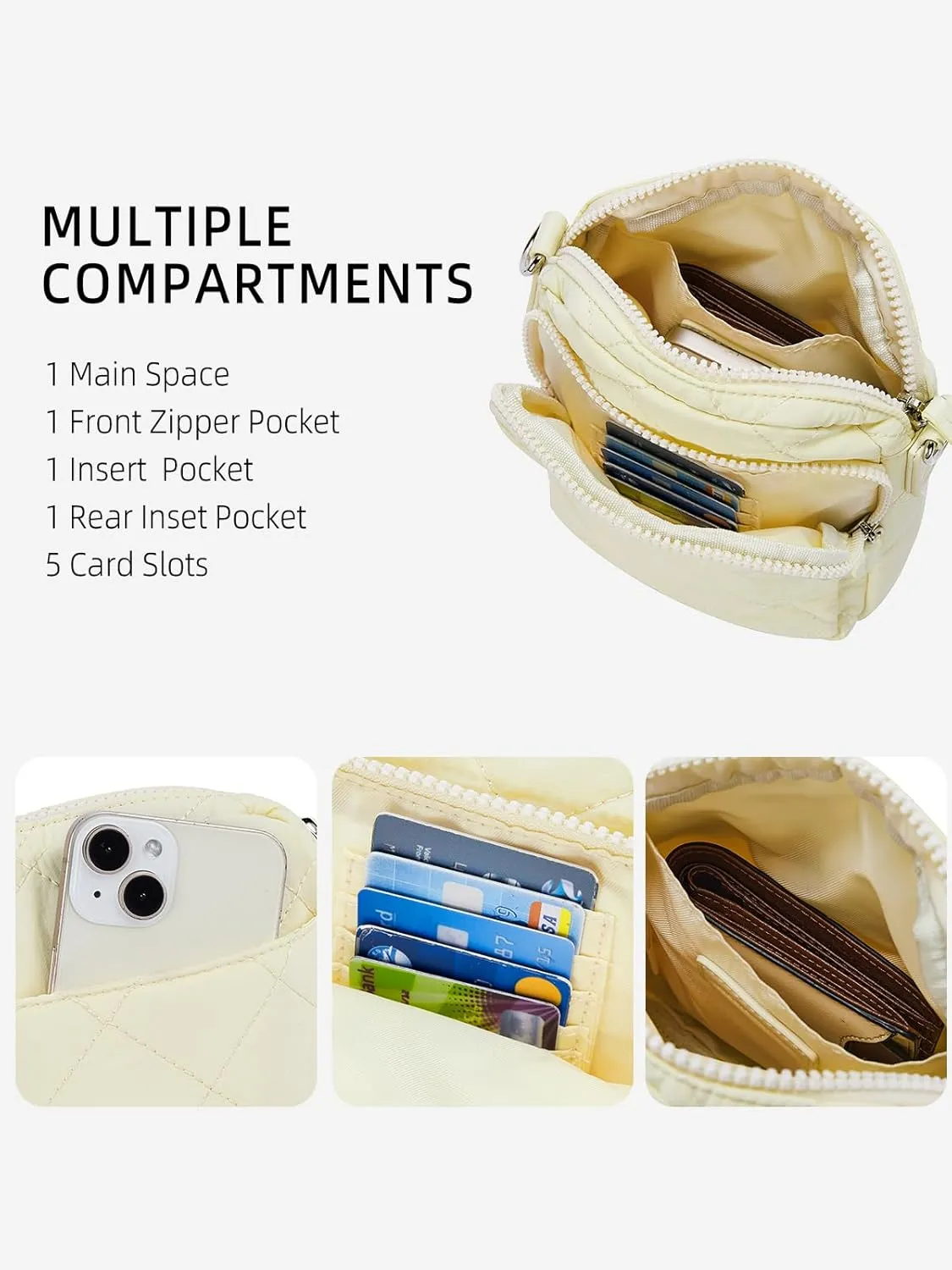 WESTBRONCO Small Quilted Crossbody Bags for Women Cell Phone Wallet Purse with Card Slots Soft and Waterproof Shoulder Purses