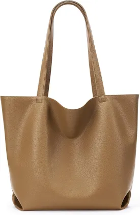 WLLWOO WLLWOO Soft PU Leather Tote Bag for Women Large Casual Hobo Handbags with Zipper Shoulder Work Bag Travel Purse