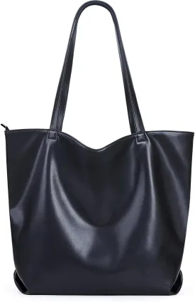 WLLWOO WLLWOO Soft PU Leather Tote Bag for Women Large Casual Hobo Handbags with Zipper Shoulder Work Bag Travel Purse